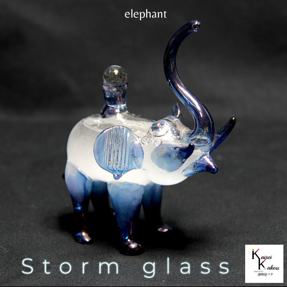 Storm Glass《大象的Storm Glass淺藍色》Storm Glass埃及玻璃大象瓶 第1張的照片