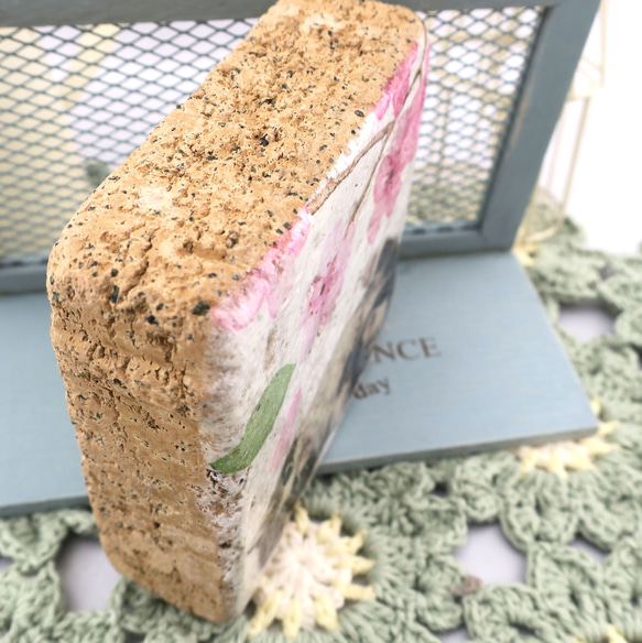 文字入れO.K★桜と猫柄のレンガ中　ガーデニング　多肉植物　インテリア　雑貨　置物　オブジェ　ねこ　 3枚目の画像