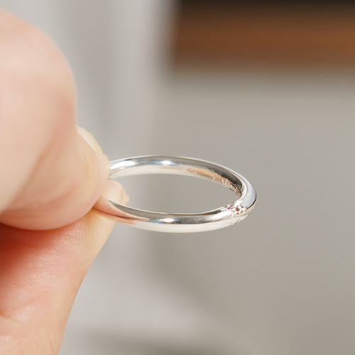 【同時梱包限定2】ハンドメイド リング 指輪 細・2石ver<姉妹店コラボリング>埋め込み石のベーシックリング / SV925