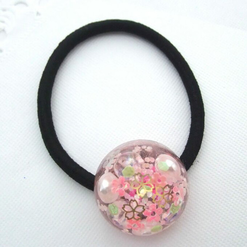 桜ホワイトドームレジンヘアゴム 桜ホワイトドームレジンヘアゴム