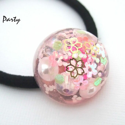 桜ホワイトドームレジンヘアゴム