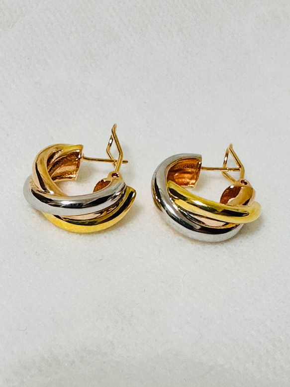 大特価】憧れのトリニティ スリーカラー フープピアス×プラチナ