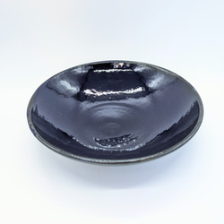 瑠璃色　皿　清時代　初期 瑠璃片葉金蝕 17cmパン皿