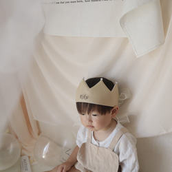 《シンプルクラウン》ベージュ　ベビークラウン　バースデークラウン　ハーフバースデー　出産祝い　 6枚目の画像