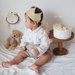 《シンプルクラウン》ベージュ　ベビークラウン　バースデークラウン　ハーフバースデー　出産祝い　 7枚目の画像