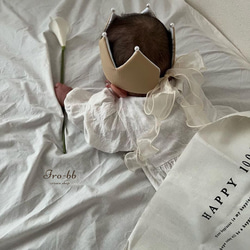 《シンプルクラウン》ベージュ　ベビークラウン　バースデークラウン　ハーフバースデー　出産祝い　 8枚目の画像