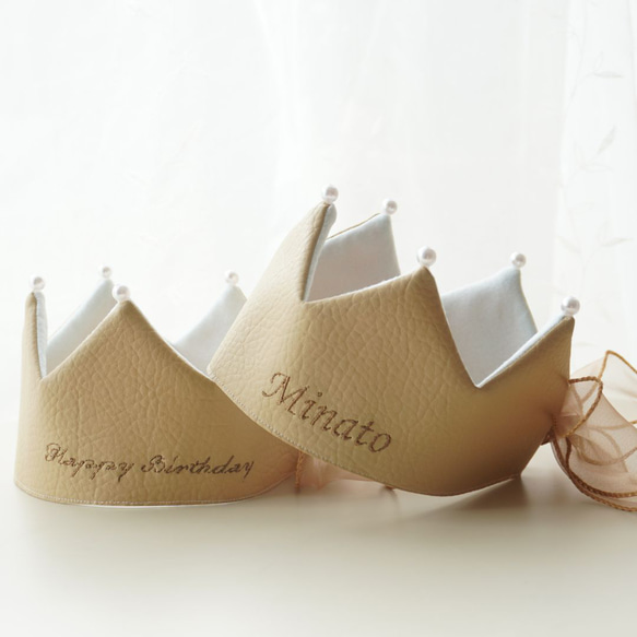 《シンプルクラウン》ベージュ　ベビークラウン　バースデークラウン　ハーフバースデー　出産祝い　 9枚目の画像