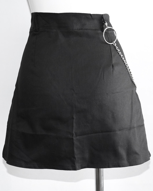 Eyelet&Silver Chain Mini Skirt (black) ミニスカート ブラック 黒 カジュアル 12枚目の画像