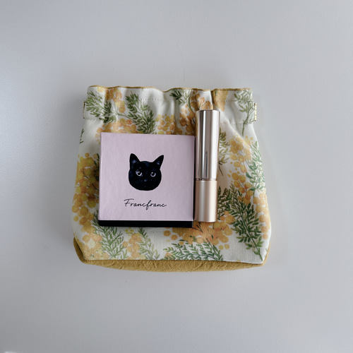 ちょこ苺☆様専用 ハンドメイド バネ口ポーチ ミモザ ブラック