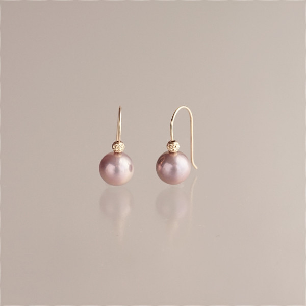 パールフックピアス K18YG 色：パープル 秋色 15,000円