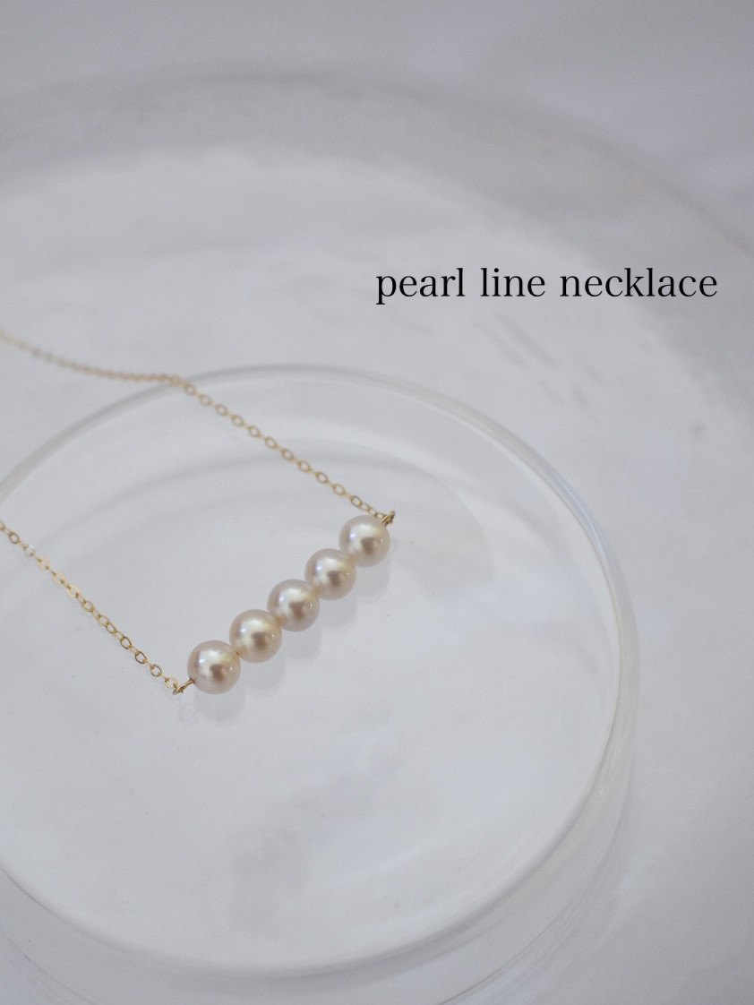 パールラインネックレス(5連) 高品質　14kgf 淡水パール　卒業式　入学式　フォーマル　パールネックレス