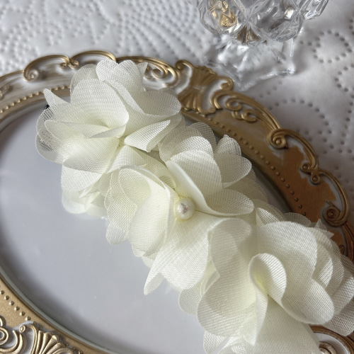ꫛꫀꪝ✧‧˚送料無料✨️コットンパール付きシフォンフラワー