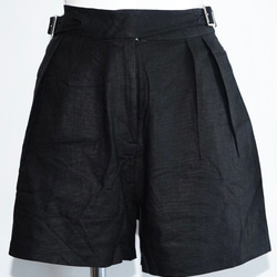 Belted Waist Tuck Short Pants (black) ハーフパンツ ブラック 黒 カジュアル 6枚目の画像