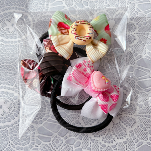 3個セット 二月バレンタイン チョコレート ヘアゴム キッズ子供 【梱包  