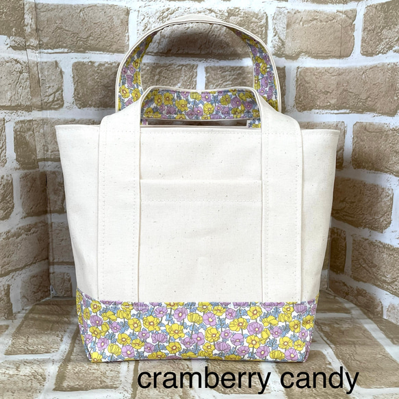 リバティプリントのマチ大きめ帆布トートバッグ 生成色系 y3 トート