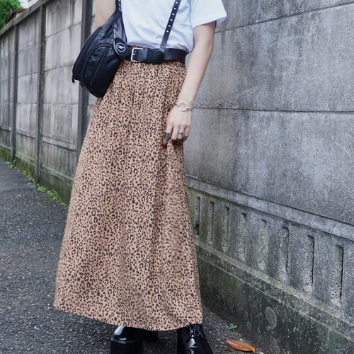 Leopard A-Line Long Skirt (brown) ロングスカート レオパード ヒョウ