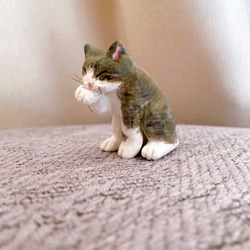 キジトラ　キジ白　猫　ミニチュア　フィギュア　粘土　置物 4枚目の画像