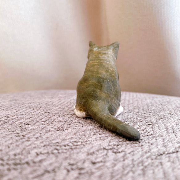 キジトラ　キジ白　猫　ミニチュア　フィギュア　粘土　置物 7枚目の画像