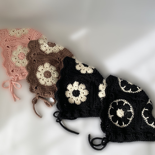 flower*グラニースクエア・ボンネット ベビー&キッズ 帽子