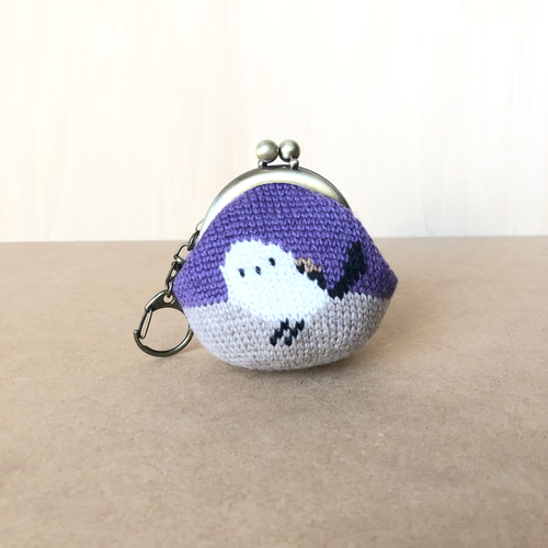 シマエナガ　がま口バッグ　ハンドメイド シマエナガがま口バッグハンドメイド