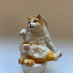 アナトリー・トウロフ作『楽器を奏でる猫』手描き陶器　オブジェ オーブン陶土のトイレで遊ぶ猫 立体・オブジェ DERAPUG 通販 17165389