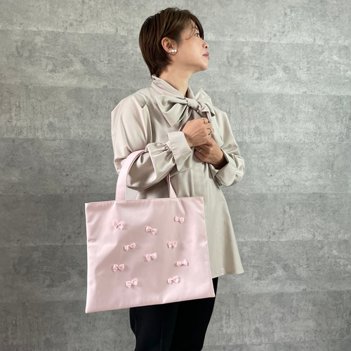Iママ様オーダーリボンバッグ 30%off】CACHELLIEジュート素材のリボン付トートバッグ