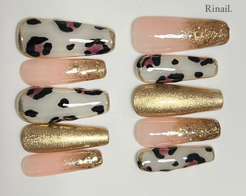 ヒョウ柄ネイル ネイルチップ（つけ爪） Rinail. 通販 17165495