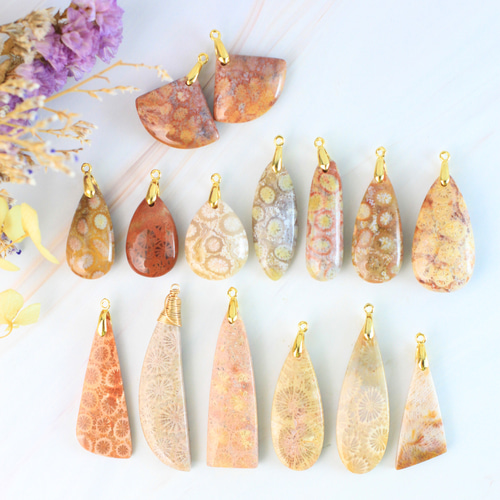 フォッシルコーラル＊ピアス（ピンク系） | Style du nature