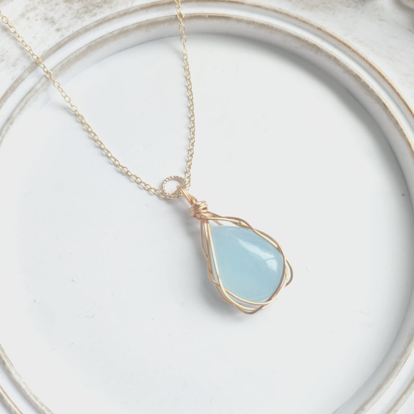 アクアマリン　ワイヤーラッピングペンダントトップ アクアマリン☆ワイヤーラッピングペンダントトップ No.756