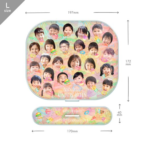 グッズ卒。四枚目まで写真有り。 お菓子デザインの卒園記念品！顔写真コラージュ名入れアクスタ 全員