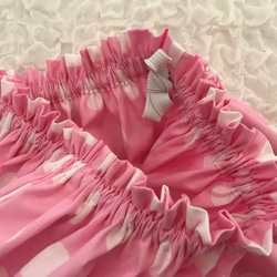 ピンク　赤　水玉ギャザースカート　裾レース付き　80〜120サイズ　水玉ドット　 4枚目の画像