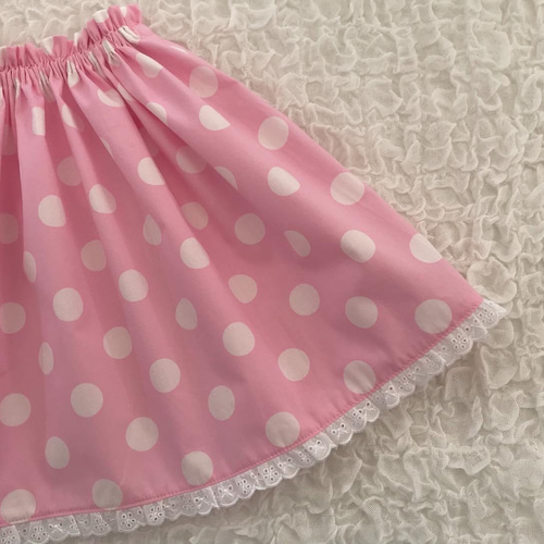 【モード】3months 24AW 水玉プリーツピンクワイドスカート モード】3months 24AW 水玉プリーツピンクワイドスカート