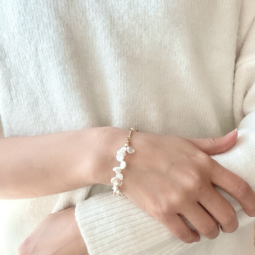 ブレスレット 淡水パール 花びら / まるで花びらの可憐な淡水パール