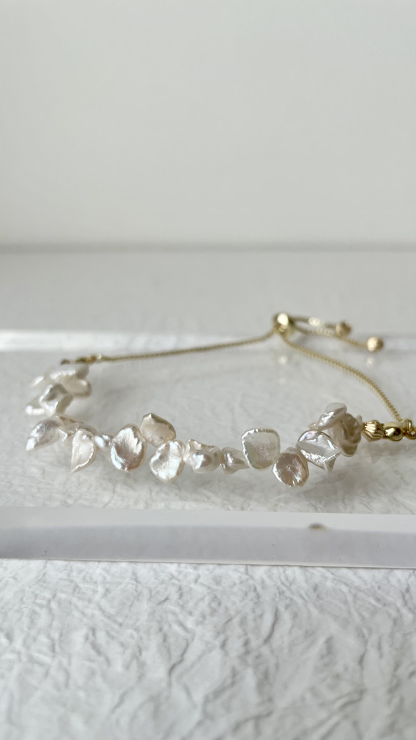 ブレスレット 淡水パール 花びら / まるで花びらの可憐な淡水パール