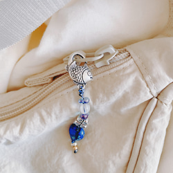 fisherman bag charm / stone 選べる天然石 バッグチャーム（魚） 1枚目の画像