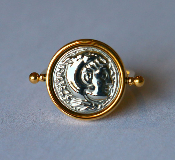 古代スタイル　ギリシャコイン　リング　１１号　指輪　リバーシブル 1枚目の画像