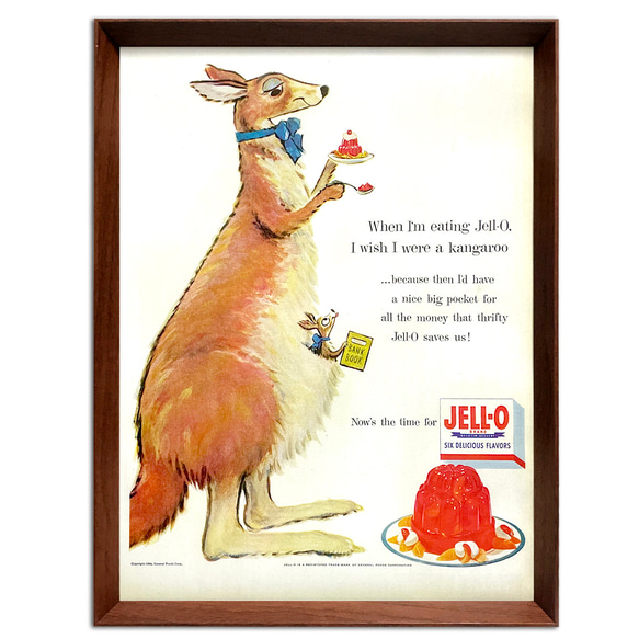 JELL-O ゼリー 1950年代 アメリカ ヴィンテージ 広告 額付 ポスター 3枚目の画像