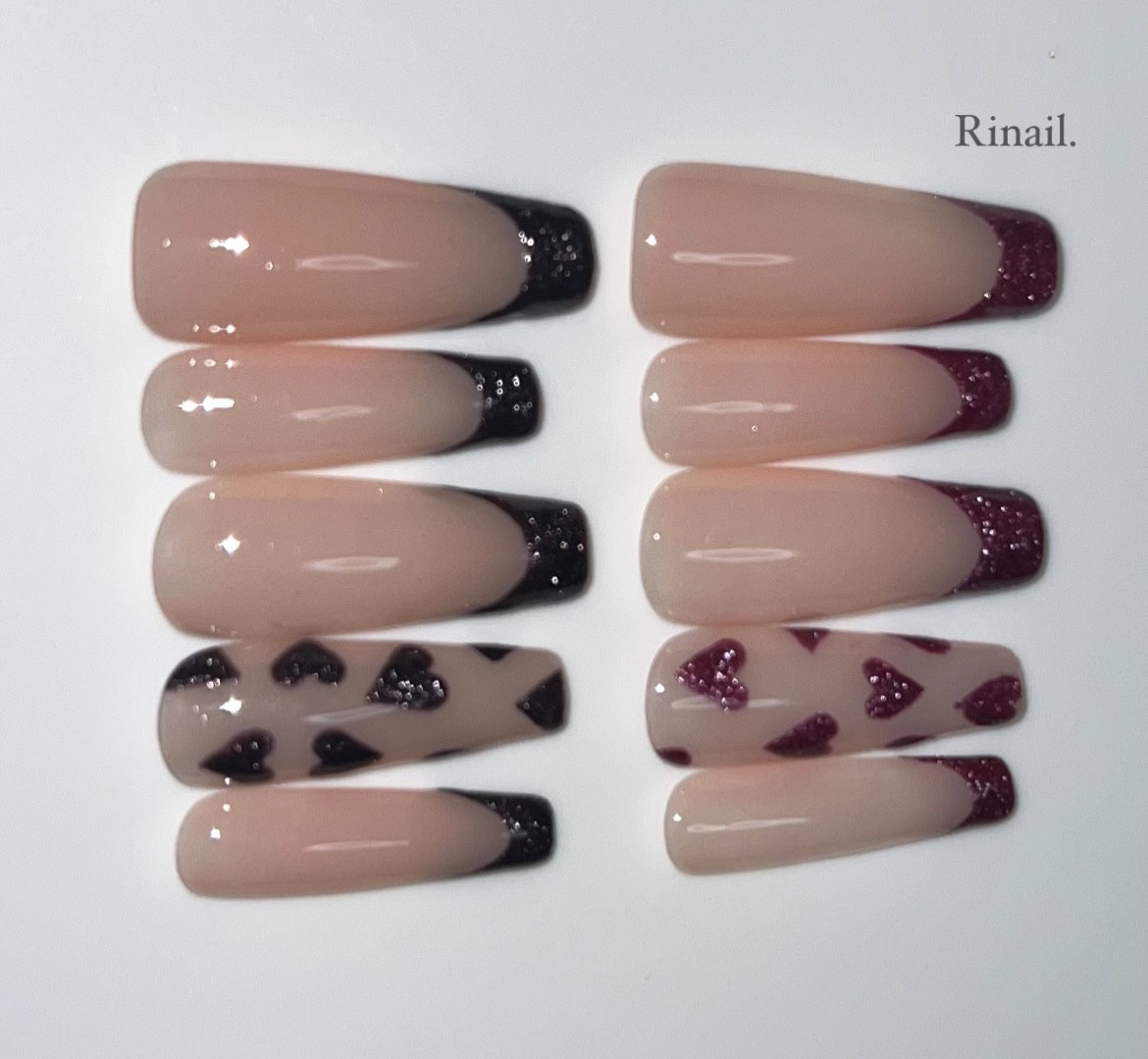 ♡ワンポイントフレンチ♡ ネイルチップ　ハンドメイド ♡ワンポイントフレンチ♡ ネイルチップ ハンドメイド