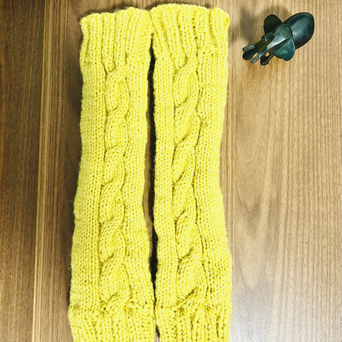 受注制作】ケーブルニットのアームウォーマー✴︎マスタード✴︎ 手袋