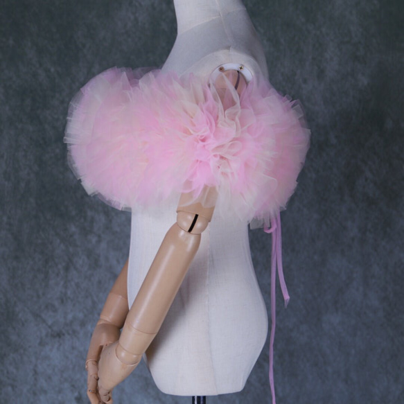 送料無料！取り外しオフショルダー カラードレス ライトブルー 薄ピンク 可愛い 花嫁/ウェディングドレス 4枚目の画像