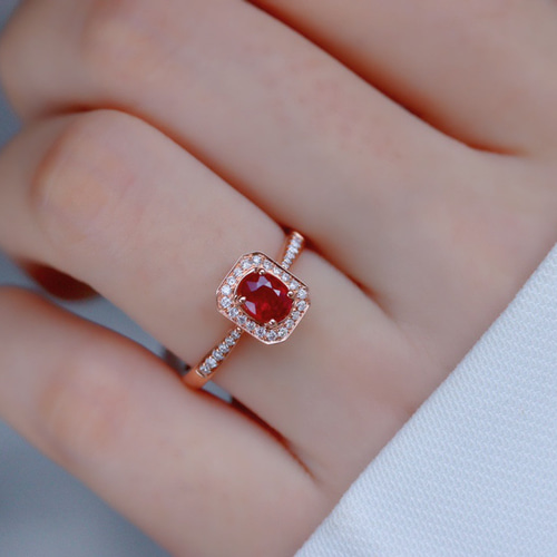 ▼ 天然ダイヤモンド付きルビーリングk18 天然ダイヤモンド付きルビーリングk18 指輪・リング パール大好き(購入