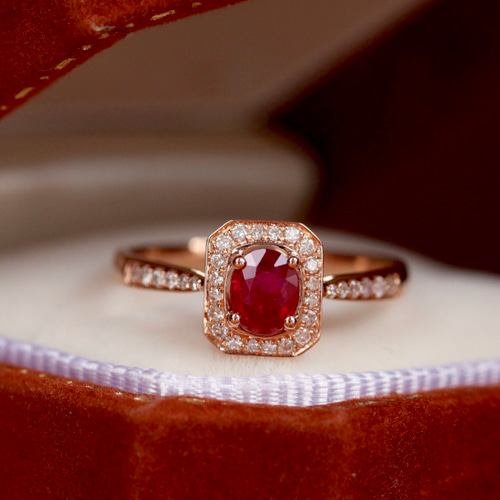 天然ダイヤモンド付きルビーリングk18 0736 ビズー公式】ルビー