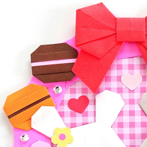 折り紙リース 【送料無料】 バレンタイン 冬 2月 壁面飾り リース