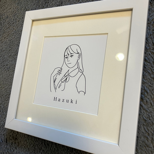 フォトフレーム付き 可愛いシンプル 似顔絵 インテリアにもぴったり 