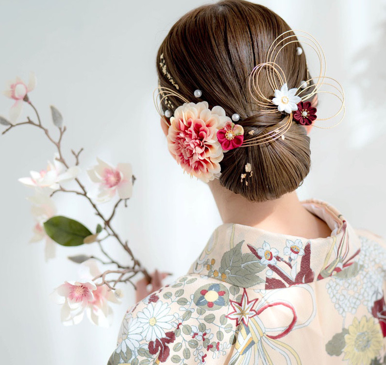 昭和レトロ髪飾り つまみ細工 髪かざりヘアアクセサリー 成人式