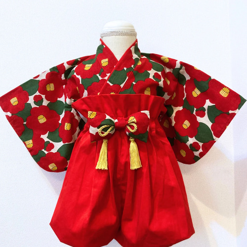 人気 椿柄のベビー袴 ベビー服 kobayashi.hakama 通販 17166421