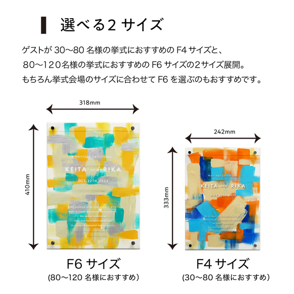 ゲスト参加型ウェディングキャンバス結婚証明書 名入れ ペイントキャンバス 軽量 割れない / LINSL×kncok 日 3枚目の画像