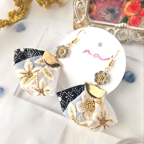 アジアン　黑　ピアス　イヤリング　ネイティブ　チロリアンテープ　刺繍リボン 6c61491b228a06f2b0cf5a84c25877