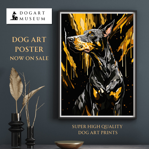 幸運のドーベルマン犬 No.1】風水画 アートポスター 犬の絵 犬の絵画
