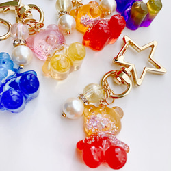 送料無料 くまちゃんレジンキーホルダー レッド その他携帯